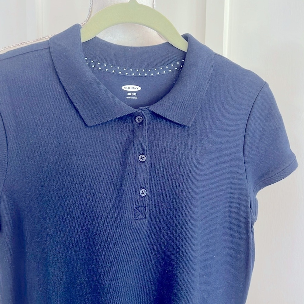 Old Navy Girls Navy Short Sleeve Polo - Picture 3 of 4